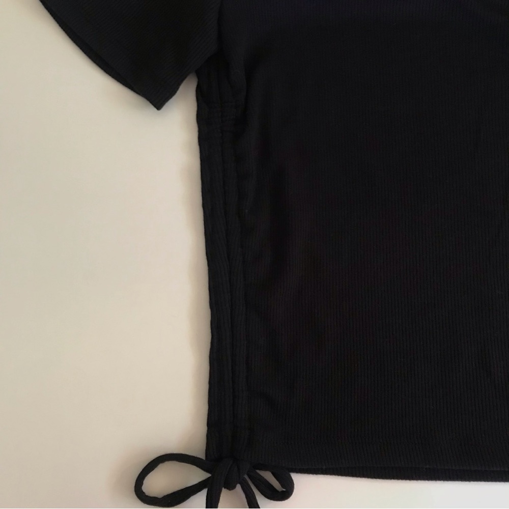 Zara Black Ruched Ribbed Top - Picture 6 of 9